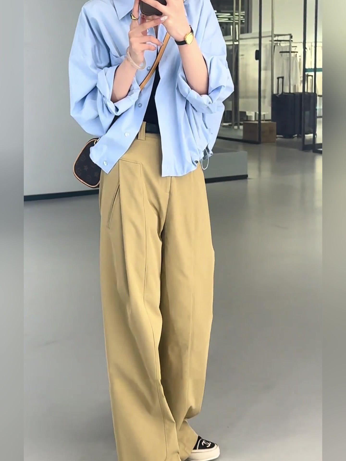 빛 럭셔리 품격 3 차원 자르기 와이드 레깅스 바지 2026 새로운 봄 패션 다용도 하이웨이스트 루즈핏 캐주얼 바지 상세 이미지 15