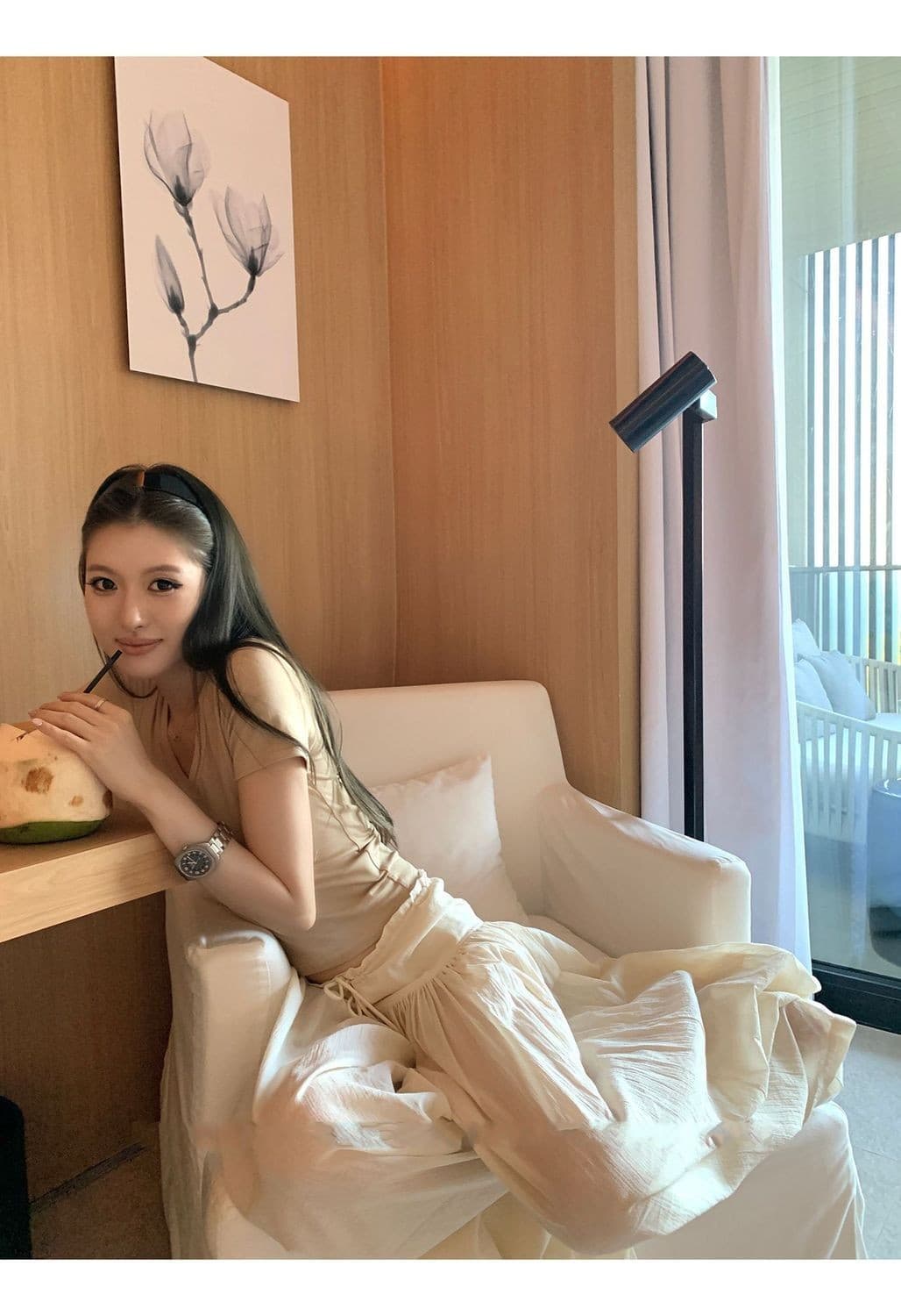 한 부서 익스트림 제인 바람 펌프 로프 주름 와이드 레그 팬츠 치마 2026 여름 새로운 루즈핏 도루 가을 센스 캐주얼 바지 치마바지 상세 이미지 7