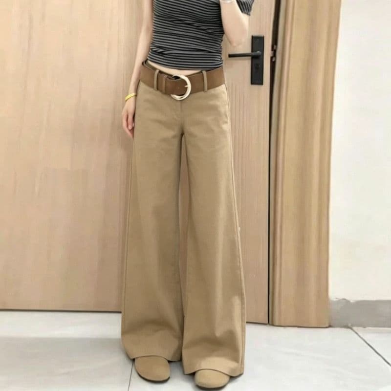 실사 회색 정장 바지 여성 가을 새로운 루즈핏 슬림해 보이는 도루 센스 로우 웨이스트 스트레이트 넓은 다리 캐주얼 긴 바지 상세 이미지 13