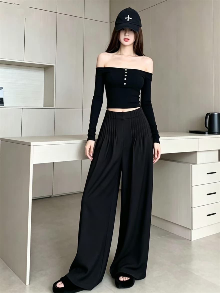 실사 레트로 주름 오래된 돈 바람 와이드 레그 팬츠 2026 가을 새로운 다용도 하이웨이스트 루즈핏 슬림해 보이는 바닥 청소 바지 상세 이미지 16