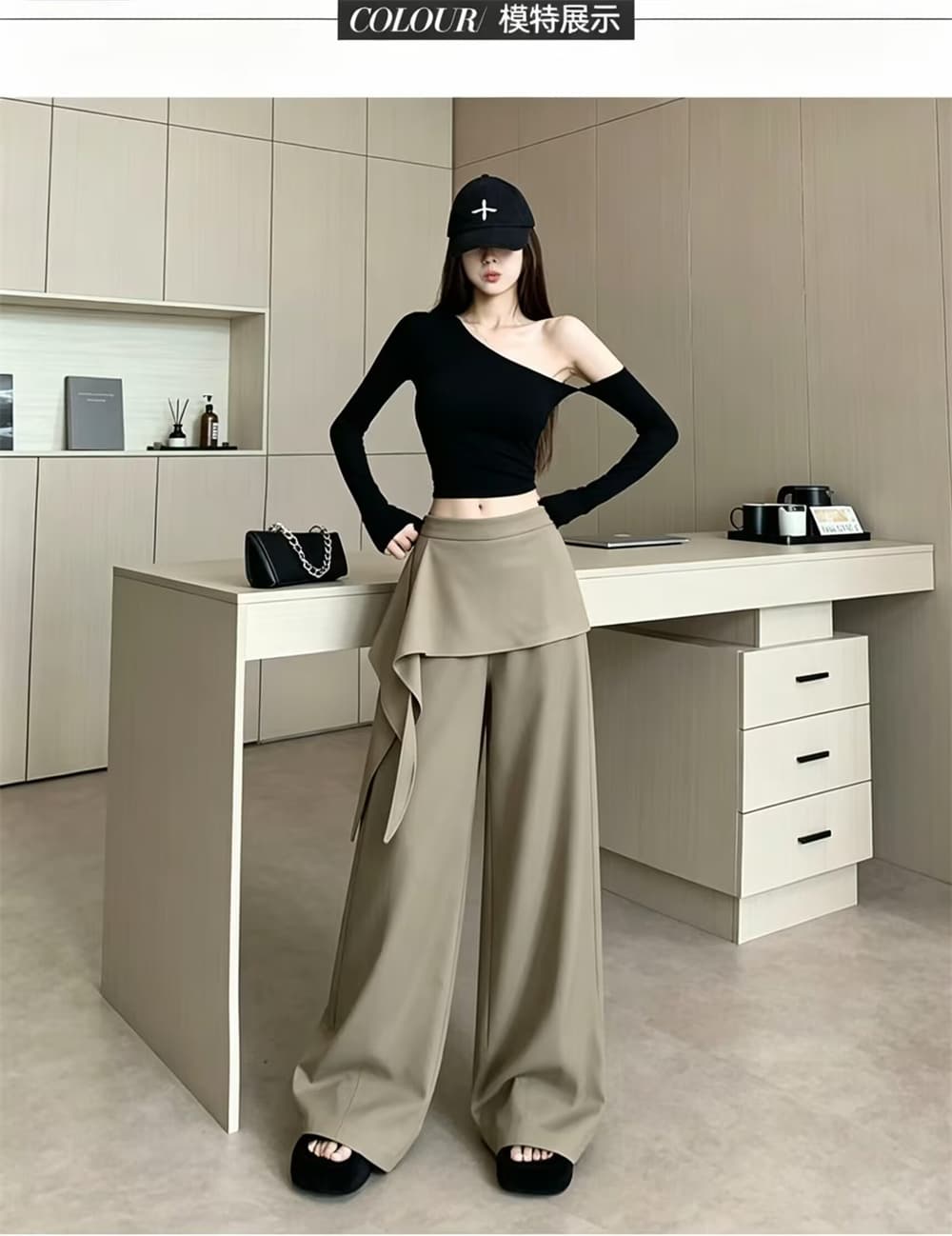 실사 디자인 센스 리본 방귀 커튼 바지 여성 2026 인기 새로운 빛 럭셔리 다용도 스트레이트 팬츠 와이드 레그 팬츠 어린이 상세 이미지 6