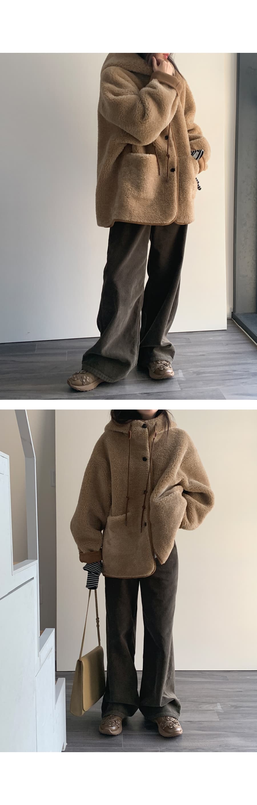 한 부서 chic 동대문 레트로 품격 모피 따뜻한 피모 하나 후드 펌프 로프 부서 버클 양털 재킷 상세 이미지 13