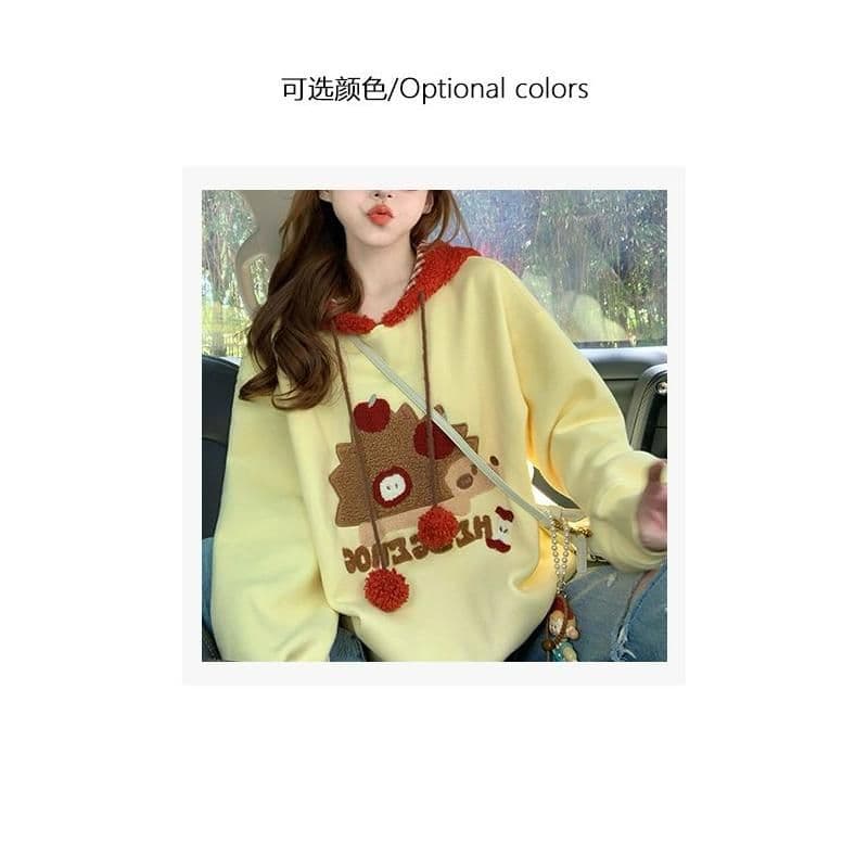 한 부서 chic 아메리칸 레트로 만화 패턴 후드 티 스웨터 여성 가을 겨울 새로운 재킷 캐주얼 다용도 맨위 트렌디 상세 이미지 2