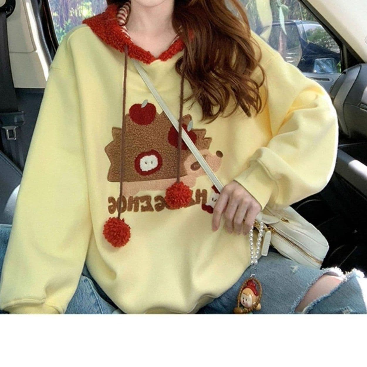 한 부서 chic 아메리칸 레트로 만화 패턴 후드 티 스웨터 여성 가을 겨울 새로운 재킷 캐주얼 다용도 맨위 트렌디 상세 이미지 4