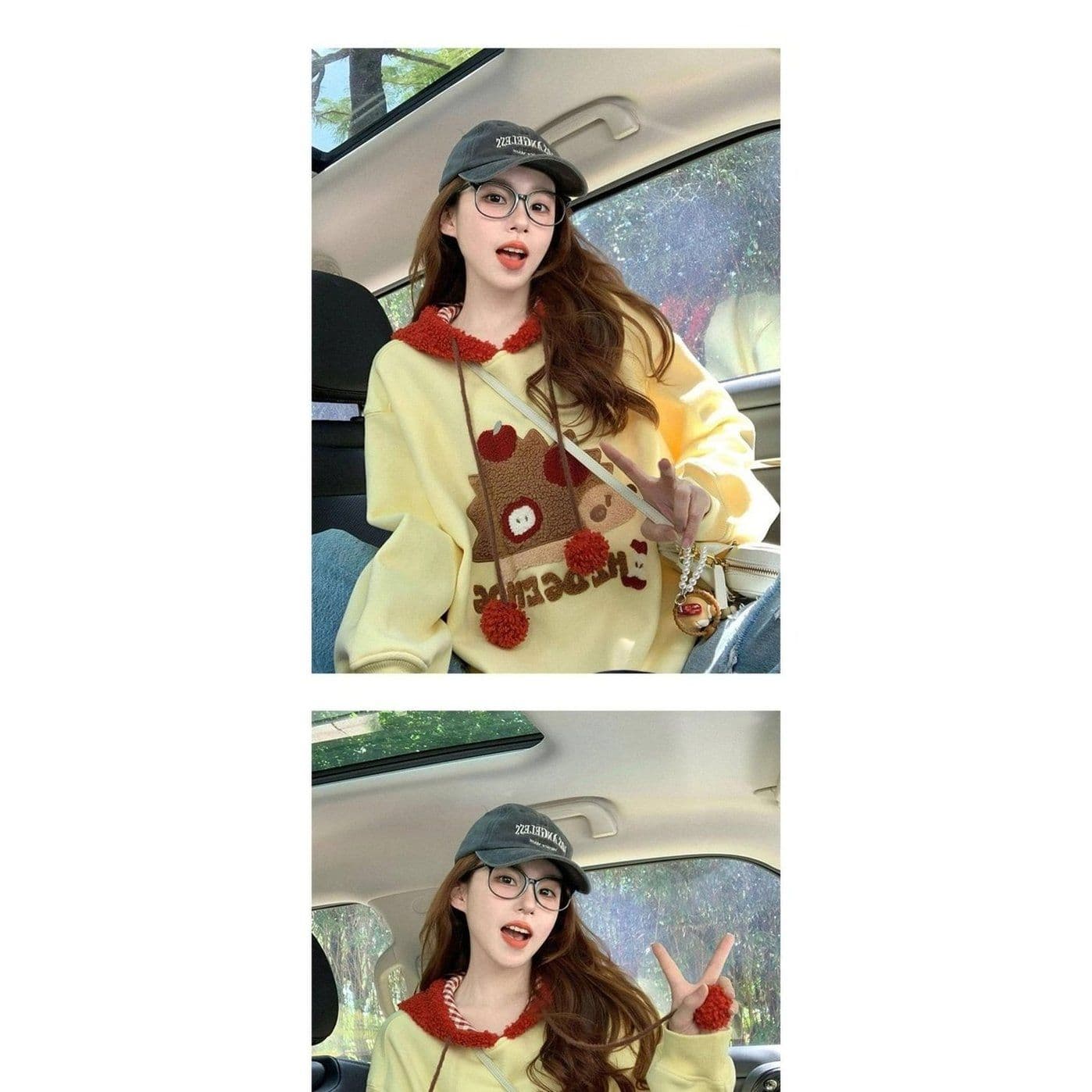 한 부서 chic 아메리칸 레트로 만화 패턴 후드 티 스웨터 여성 가을 겨울 새로운 재킷 캐주얼 다용도 맨위 트렌디 상세 이미지 5