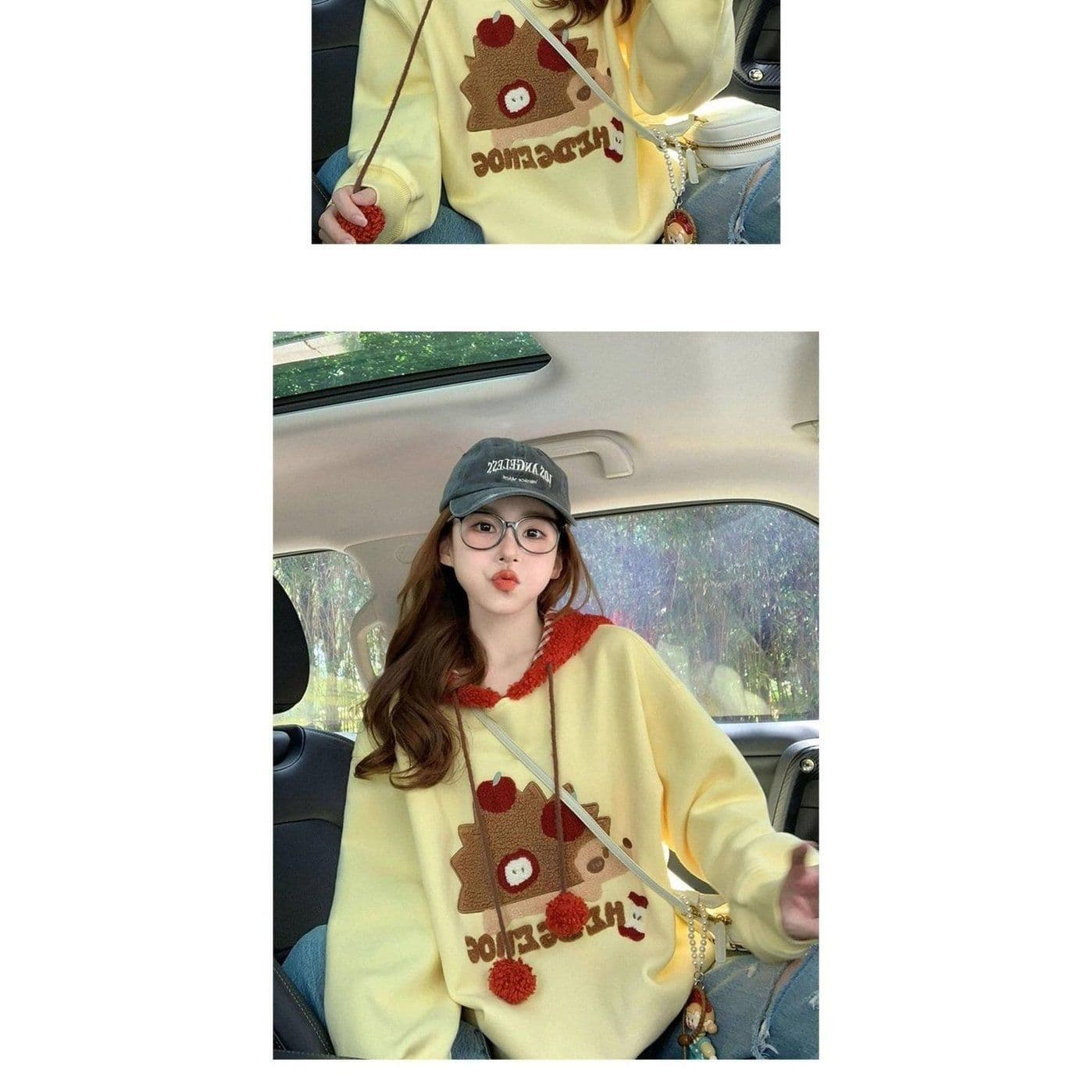 한 부서 chic 아메리칸 레트로 만화 패턴 후드 티 스웨터 여성 가을 겨울 새로운 재킷 캐주얼 다용도 맨위 트렌디 상세 이미지 6