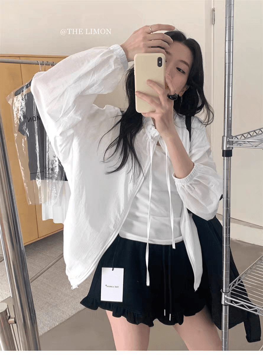 2026 여름 슬림해 보이는 다용도 화이트 하이웨이스트 와이드 레그 팬츠 한 부서 프릴 허리밴드 펌프 로프 캐주얼 반바지 여성 상세 이미지 4