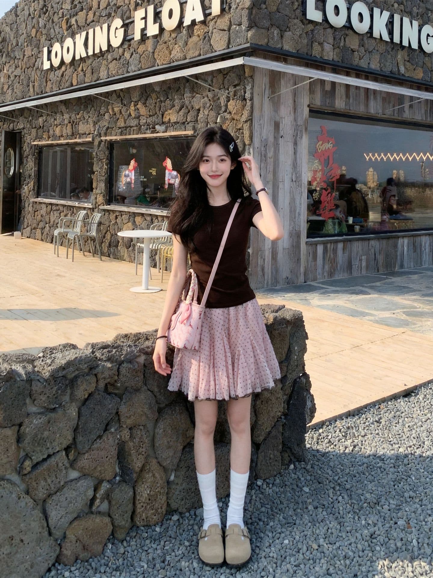 한 부서 chic 도트 무늬 망사 반신 스커트 여성 여름 2026 년 새로운 한 마디 미니 스커트 슬림해 보이는 퍼프 스커트 이미지 5