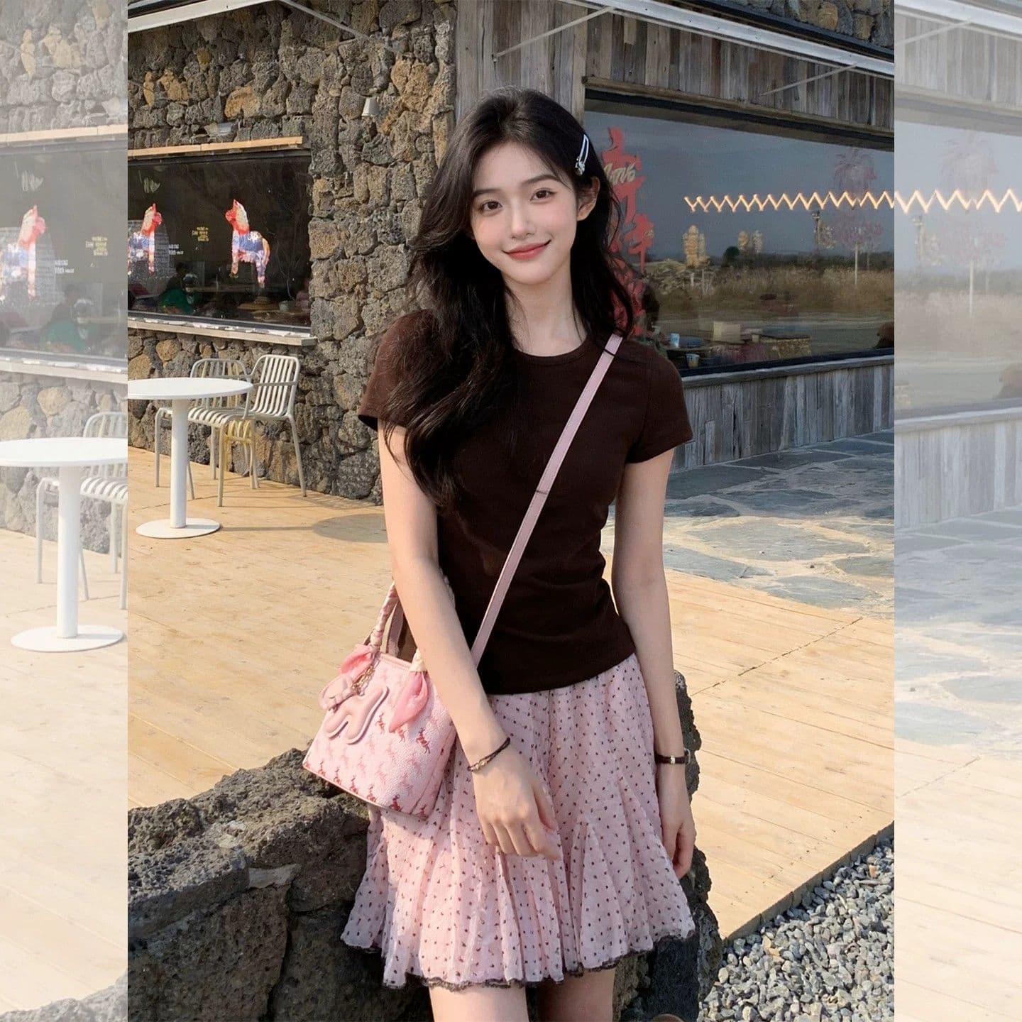 한 부서 chic 도트 무늬 망사 반신 스커트 여성 여름 2026 년 새로운 한 마디 미니 스커트 슬림해 보이는 퍼프 스커트 이미지 4