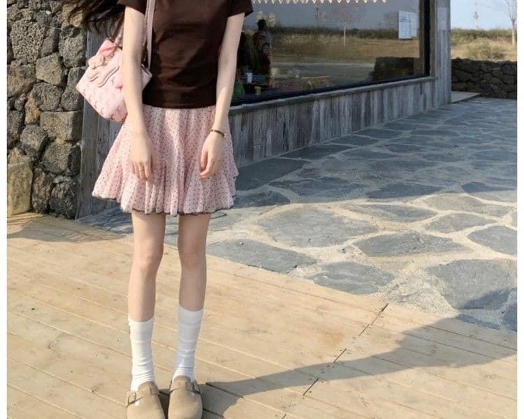 한 부서 chic 도트 무늬 망사 반신 스커트 여성 여름 2026 년 새로운 한 마디 미니 스커트 슬림해 보이는 퍼프 스커트 상세 이미지 11