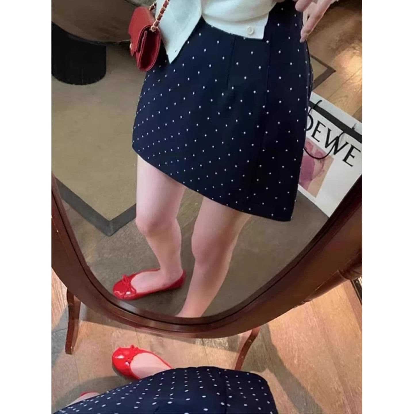 한 부서 도트 무늬 휴일 검정색 레트로 도트 무늬 타이트 스커트 미니 스커트 여성 여름 하이웨이스트 한 마디 품격 출퇴근 반신 스커트 여성 이미지 3
