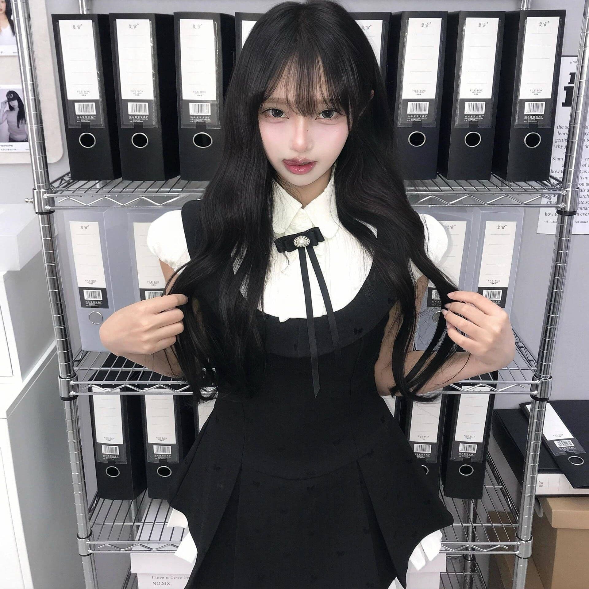 한 부서 자이언트 잘 생긴 ~ 중 꼬집기 허리 페이크 레이어드 학원 스타일 여성 드레스 여름 작은 키 천 골드 miu 부서 작은 검은 드레스 이미지 5