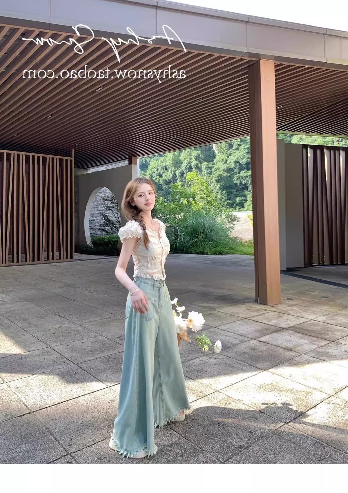 프랑스식 고급 센스 달콤한 매운맛 작은 꽃무늬 ins 맨위 여성 짧은 오프숄더 짧은 작은 셔츠 디자인 센스 여름 반팔 상세 이미지 20