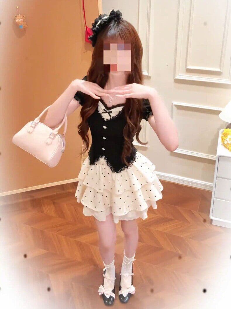 달콤함 패션 페이크 레이어드 맨위 허리 수축 미니 스커트 투피스 세트 여름 일본식 부드러운 자매 티셔츠 퍼프 치마 세트 여성 상세 이미지 9