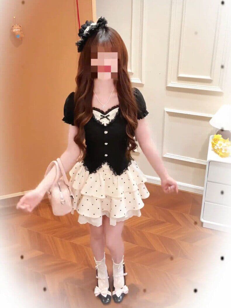 달콤함 패션 페이크 레이어드 맨위 허리 수축 미니 스커트 투피스 세트 여름 일본식 부드러운 자매 티셔츠 퍼프 치마 세트 여성 상세 이미지 10