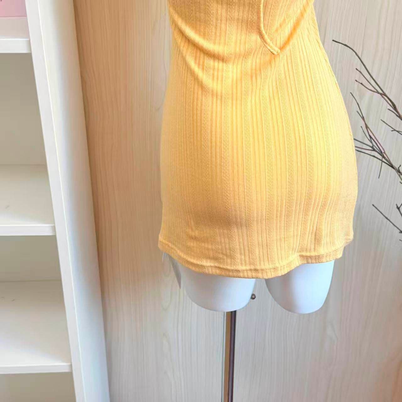 한 부서 chic 황색 행침 목 홀로우 아웃 여성 드레스 여름 순수한 욕망 핫걸 작은 대중 허리 수축 몸매 가꾸기 타이트 스커트 미니 스커트 상세 이미지 13