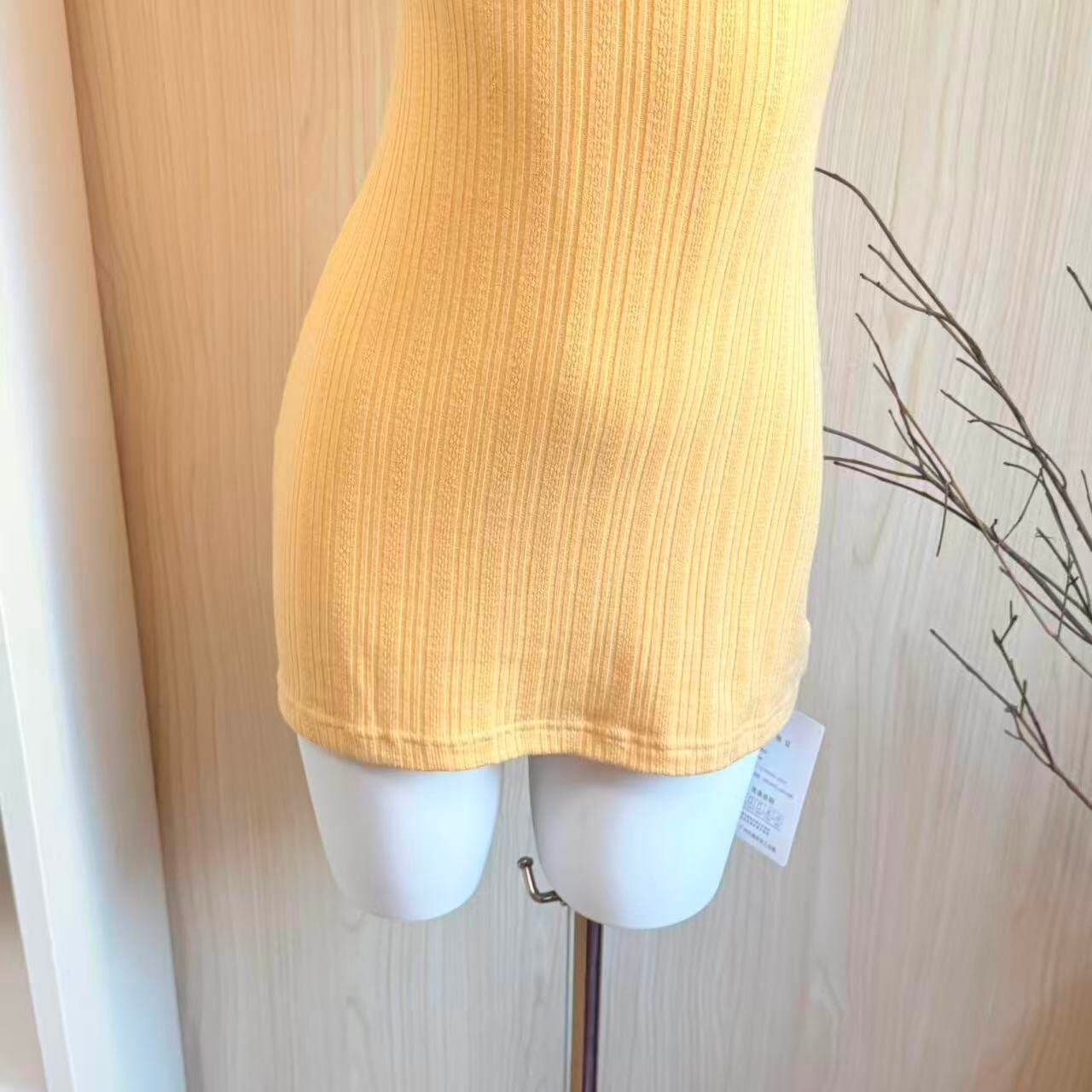 한 부서 chic 황색 행침 목 홀로우 아웃 여성 드레스 여름 순수한 욕망 핫걸 작은 대중 허리 수축 몸매 가꾸기 타이트 스커트 미니 스커트 상세 이미지 16