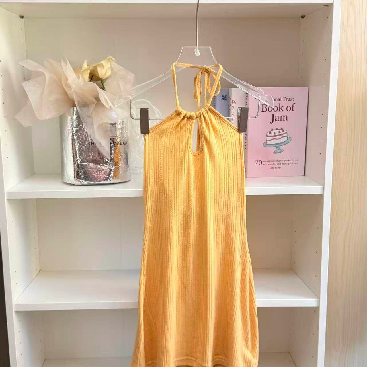 한 부서 chic 황색 행침 목 홀로우 아웃 여성 드레스 여름 순수한 욕망 핫걸 작은 대중 허리 수축 몸매 가꾸기 타이트 스커트 미니 스커트 상세 이미지 17