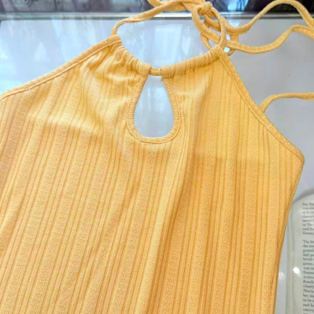 한 부서 chic 황색 행침 목 홀로우 아웃 여성 드레스 여름 순수한 욕망 핫걸 작은 대중 허리 수축 몸매 가꾸기 타이트 스커트 미니 스커트 상세 이미지 19