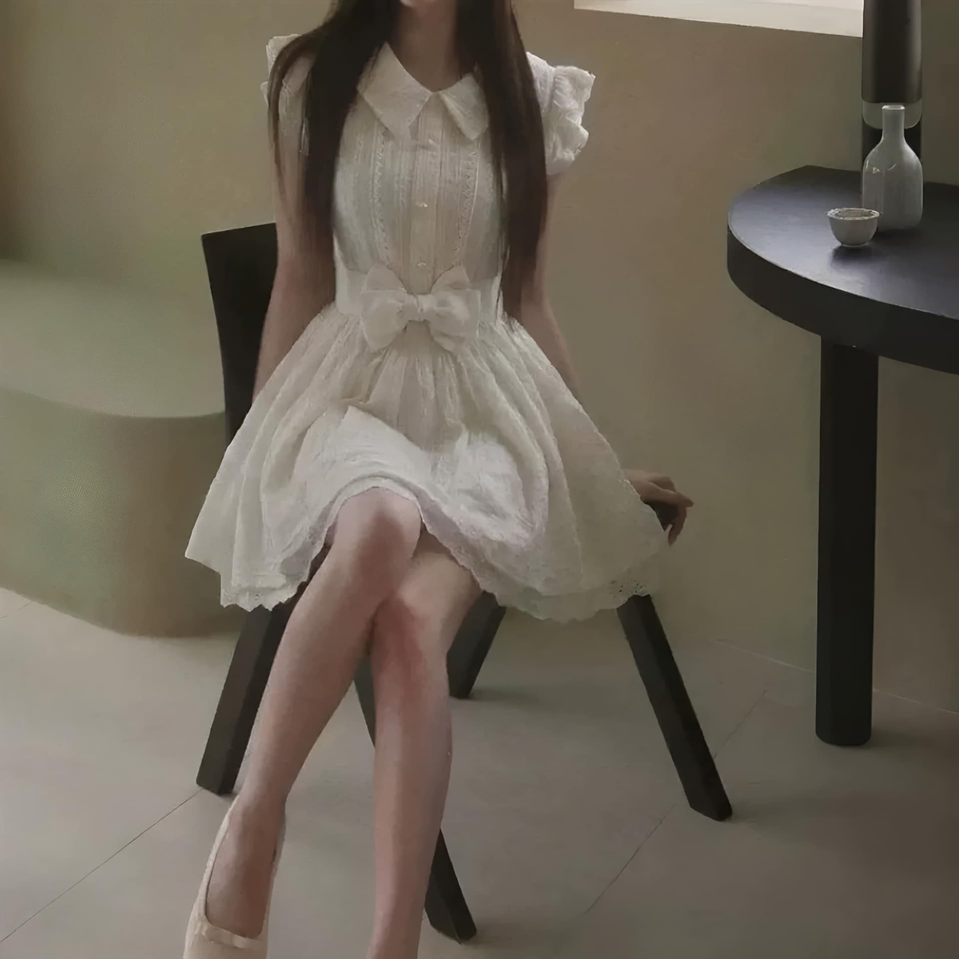 이리저리 떠다니다 번쩍였다 조각 작은 의류 프랑스식 달콤함 연령 감소 살구 색상 학원 스타일 여행 베이비 칼라 여성 드레스 공주 드레스 여름 상세 이미지 8