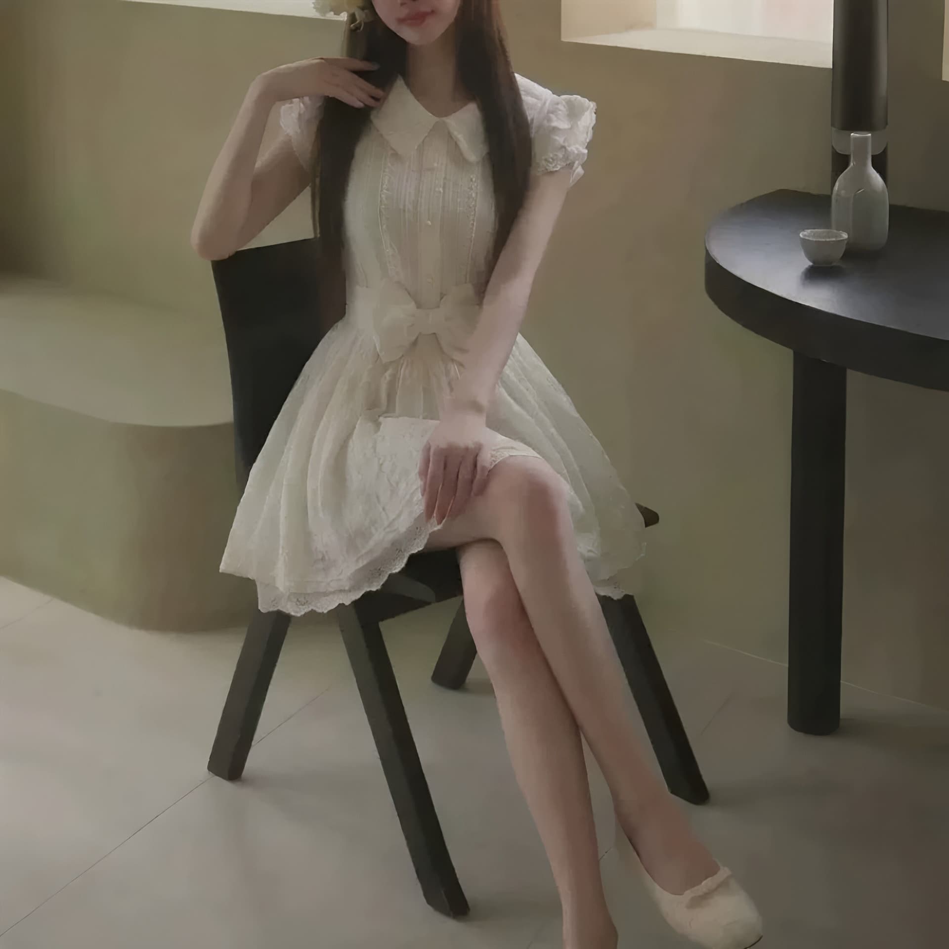 이리저리 떠다니다 번쩍였다 조각 작은 의류 프랑스식 달콤함 연령 감소 살구 색상 학원 스타일 여행 베이비 칼라 여성 드레스 공주 드레스 여름 상세 이미지 9