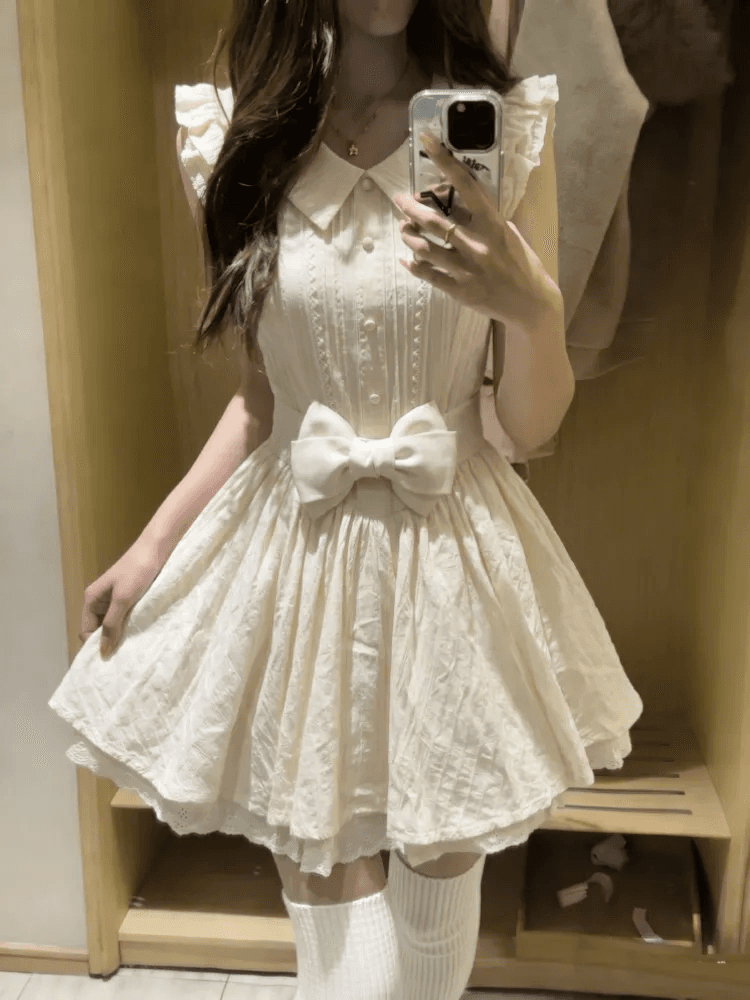 한 부서 chic 작은 의류 프랑스식 달콤함 연령 감소 살구 색상 학원 스타일 여행 베이비 칼라 여성 드레스 공주 드레스 여름 이미지 2