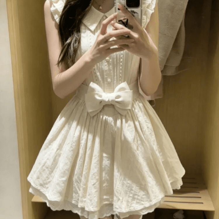 한 부서 chic 작은 의류 프랑스식 달콤함 연령 감소 살구 색상 학원 스타일 여행 베이비 칼라 여성 드레스 공주 드레스 여름 상세 이미지 3