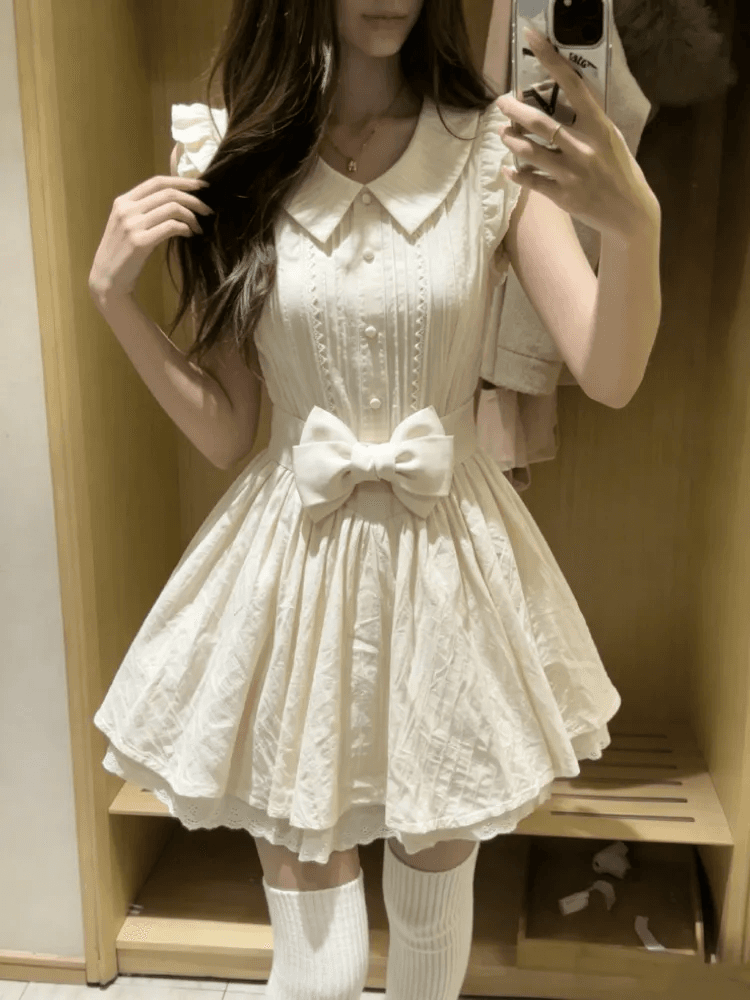 한 부서 chic 작은 의류 프랑스식 달콤함 연령 감소 살구 색상 학원 스타일 여행 베이비 칼라 여성 드레스 공주 드레스 여름 상세 이미지 7