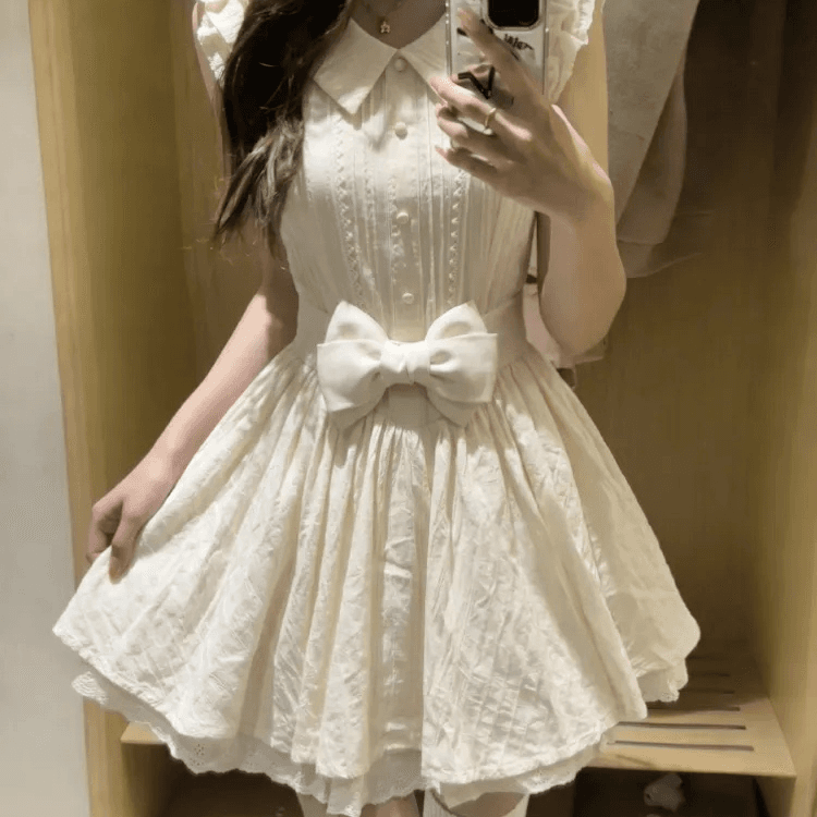 한 부서 chic 작은 의류 프랑스식 달콤함 연령 감소 살구 색상 학원 스타일 여행 베이비 칼라 여성 드레스 공주 드레스 여름 상세 이미지 8