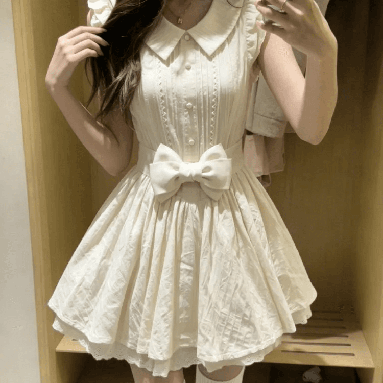 한 부서 chic 작은 의류 프랑스식 달콤함 연령 감소 살구 색상 학원 스타일 여행 베이비 칼라 여성 드레스 공주 드레스 여름 상세 이미지 9