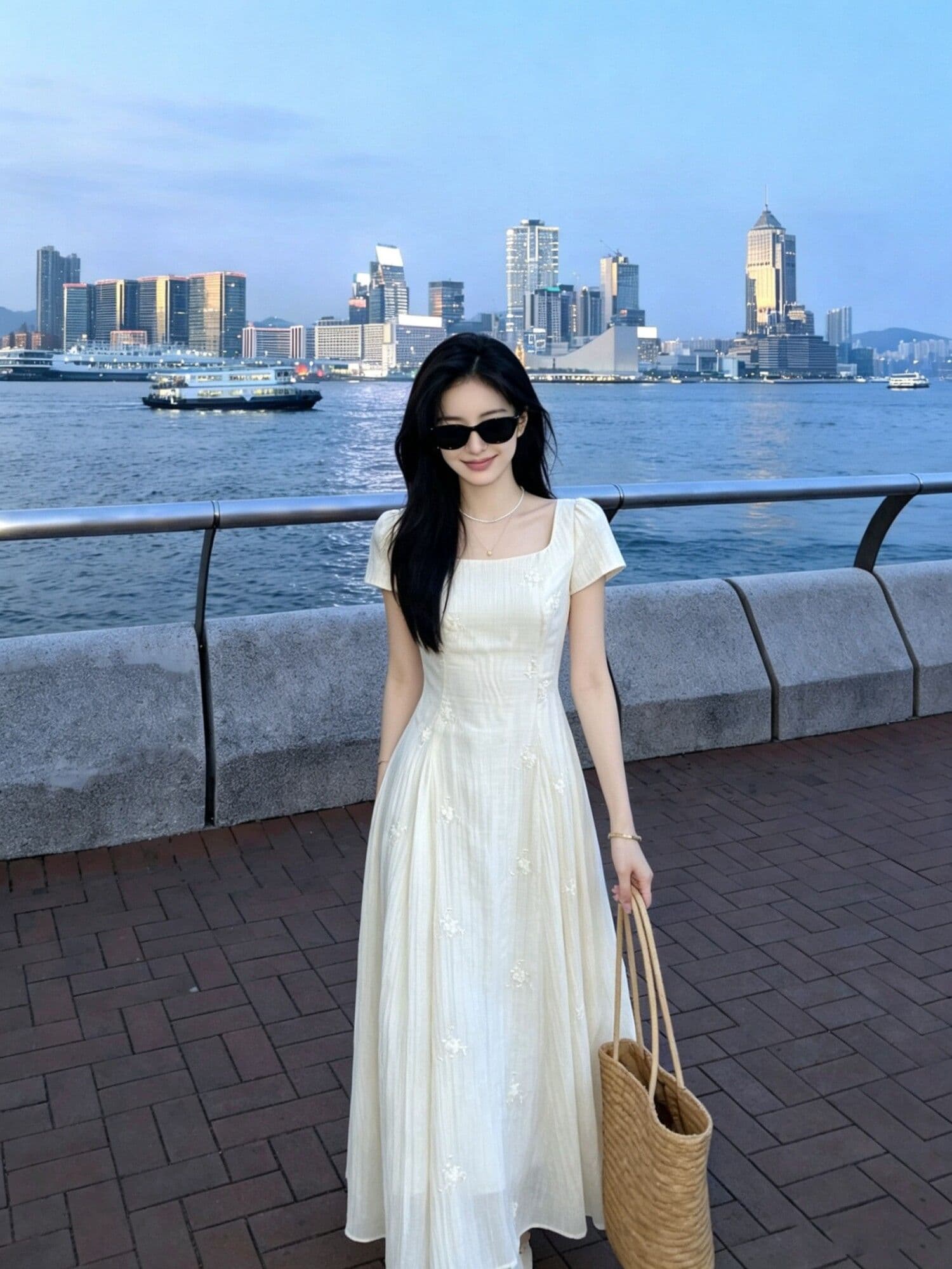 주간 실크 자수 원단 네리 몸매 가꾸기 한 마디 광장 칼라 질감 원단 3 차원 꽃 뒤로 스트랩 표지 다리 길이 치마 상세 이미지 6