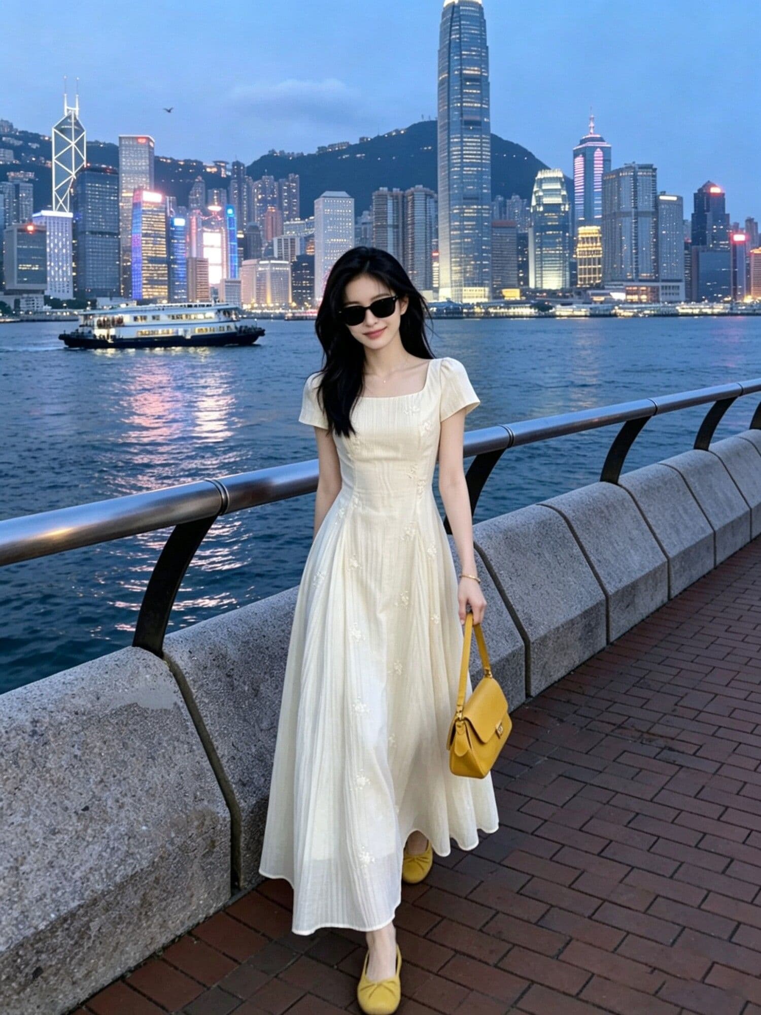 주간 실크 자수 원단 네리 몸매 가꾸기 한 마디 광장 칼라 질감 원단 3 차원 꽃 뒤로 스트랩 표지 다리 길이 치마 상세 이미지 10