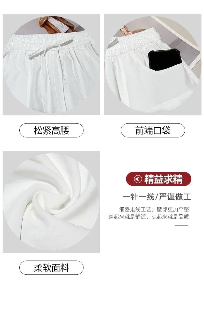 한 부서 chic 여성 여름 얇은 스타일 미니멀리즘 바람 허리밴드 펌프 로프 느긋한 루즈핏 스트레이트 캐주얼 굴곡 바지 상세 이미지 7