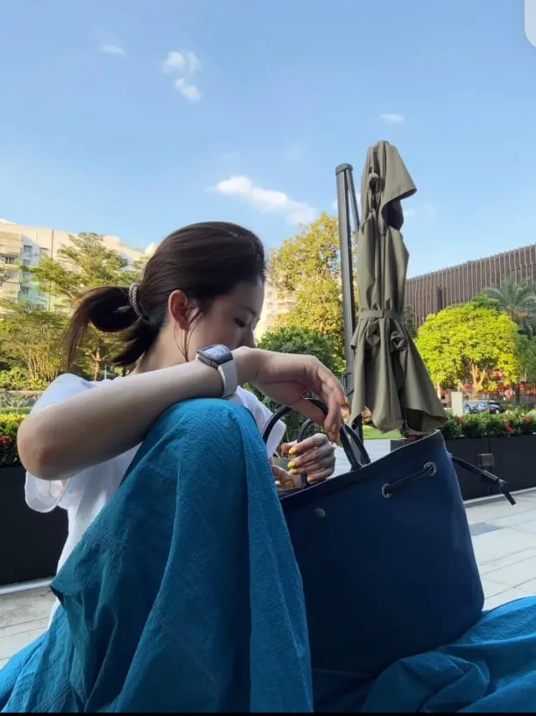 한 부서 chic 여성 여름 얇은 스타일 미니멀리즘 바람 허리밴드 펌프 로프 느긋한 루즈핏 스트레이트 캐주얼 굴곡 바지 상세 이미지 3