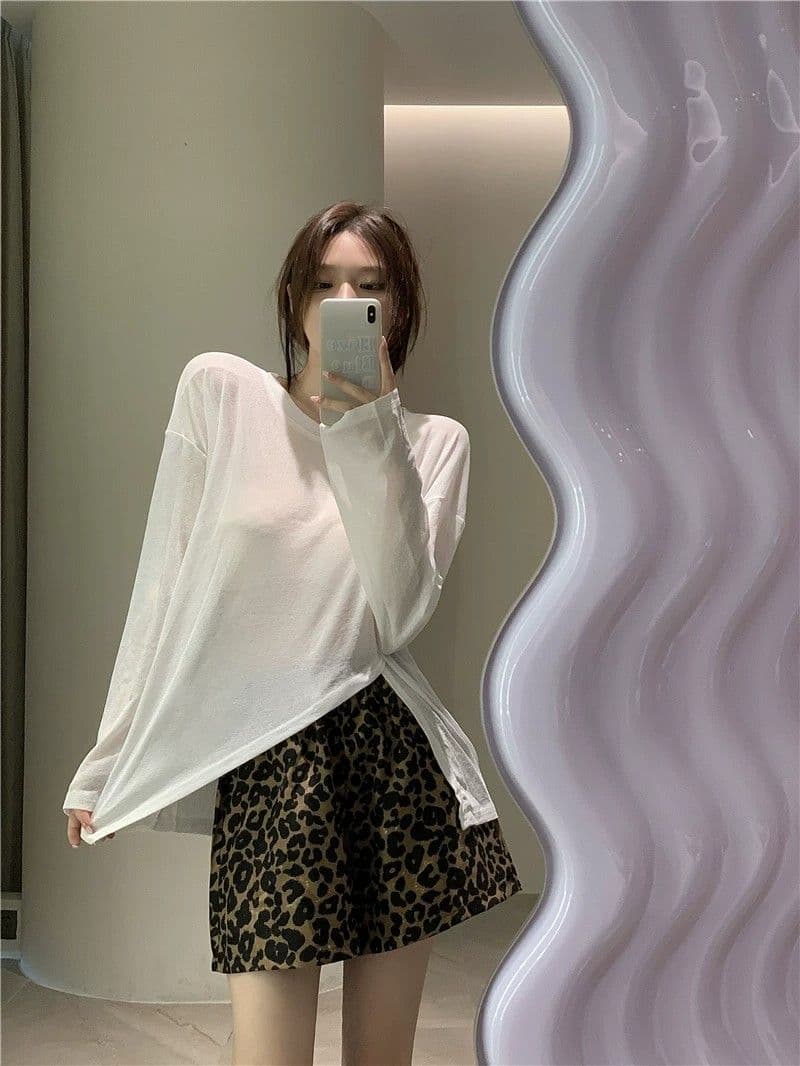 한 부서 레오파드 무늬 반바지 여성 여름 얇은 스타일 2026 새로운 하이웨이스트 외출용 슬림해 보이는 넓은 다리 바지 운동 오부 바지 상세 이미지 13