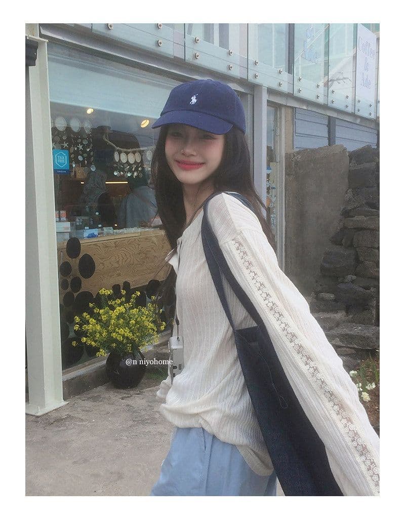 원본 원단 한 부서 화이트 반 개방 칼라 자외선 차단 블라우스 티셔츠 여성 여름 로드 중 느긋한 바람 얇고 가벼운 긴팔 맨위 상세 이미지 21