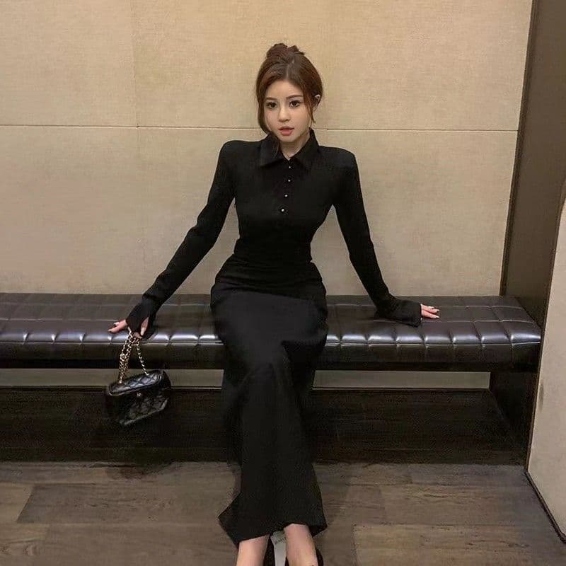 사람들 면 빈 가스 층 벨트 어깨 패드 한 chic 프랑스식 패션 블랙 그는 벤 바람 셔츠 드레스 새로운 허리 수축 치마 여성 이미지 3