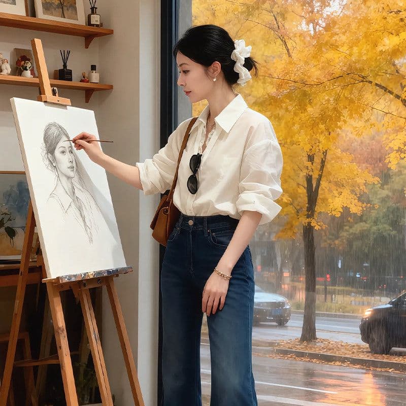 모방 주간 실크 레이스 레이스 한 부서 2026 몸매 가꾸기 슬림해 보이는 긴팔 셔츠 레이스 네클라인 측면 허리 핀치 Pleat 맨위 이미지 2
