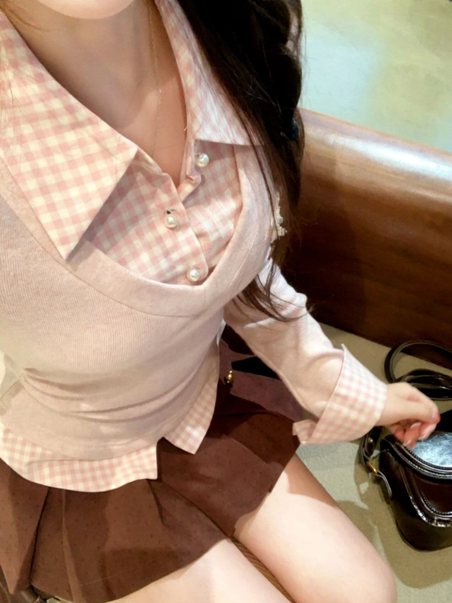 가을 몸매 가꾸기 슬림해 보이는 디자인 센스 순수한 욕망 바람 달콤함 페이크 레이어드 패치워크 셔츠 맨위 반신 치마 세트 여성 상세 이미지 4