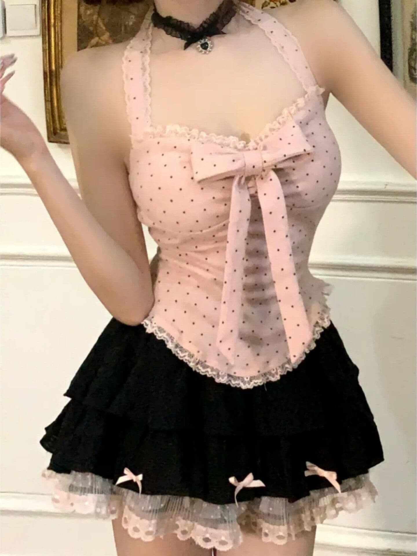 순수한 욕망 허리 지 가을 몸매 가꾸기 슬림해 보이는 순수한 욕망 바람 달콤한 매운맛 행침 목 슬립 오픈 가디건 맨위 반신 치마 세트 여성 이미지 2