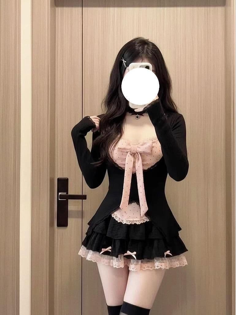 순수한 욕망 허리 지 가을 몸매 가꾸기 슬림해 보이는 순수한 욕망 바람 달콤한 매운맛 행침 목 슬립 오픈 가디건 맨위 반신 치마 세트 여성 상세 이미지 7