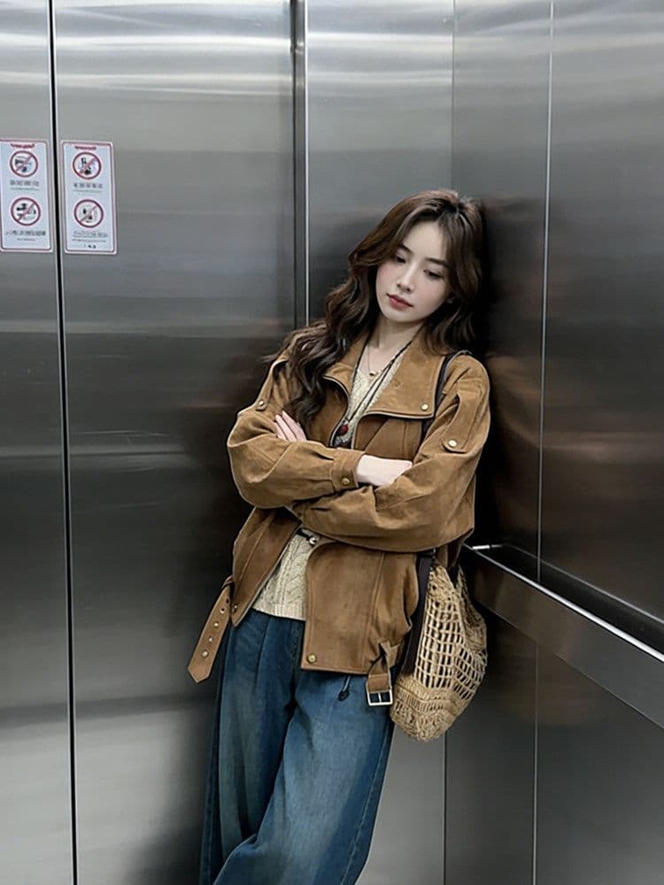 한 부서 캐주얼 바람 스웨이드 조기 가을 여성 코트 2026 새로운 올해 인기 폭발 고유 한 아름다운 초기 가을철 상세 이미지 5