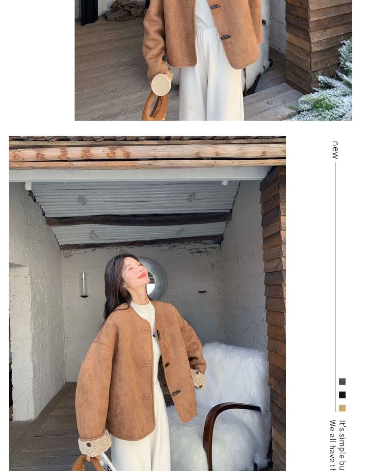 양면 착용 스웨이드 원단 양털 재킷 여성 겨울 쇼트 스타일 패션 외국 가스 피모 하나 도트 무늬 플리스 두꺼움 맨위 상세 이미지 19