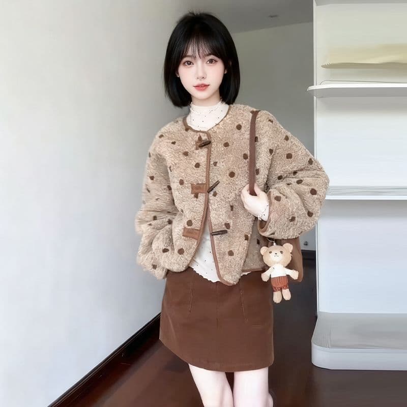 한 부서 양털 플리스 복합 스웨이드 여성 코트 수건 자수 법 하나 자이언트 잘 생긴 ~ 중 양털 피모 하나 맨위 이미지 6