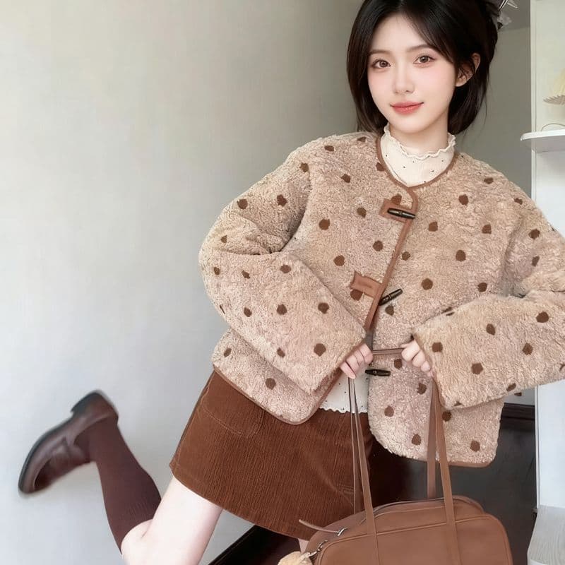 한 부서 양털 플리스 복합 스웨이드 여성 코트 수건 자수 법 하나 자이언트 잘 생긴 ~ 중 양털 피모 하나 맨위 이미지 5