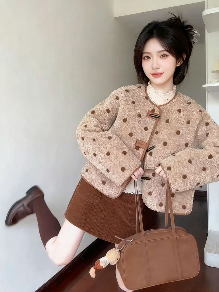 한 부서 양털 플리스 복합 스웨이드 여성 코트 수건 자수 법 하나 자이언트 잘 생긴 ~ 중 양털 피모 하나 맨위 상세 이미지 6