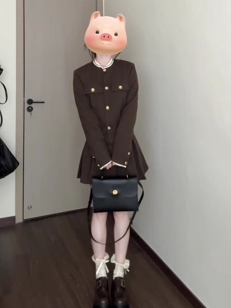 2026 한 부서 새로운 작은 샤넬 스타일 드레스 아이들 봄 가을 한 부서 작은 키 착용 가져 가라. 에이즈 환자 세트 미니 스커트