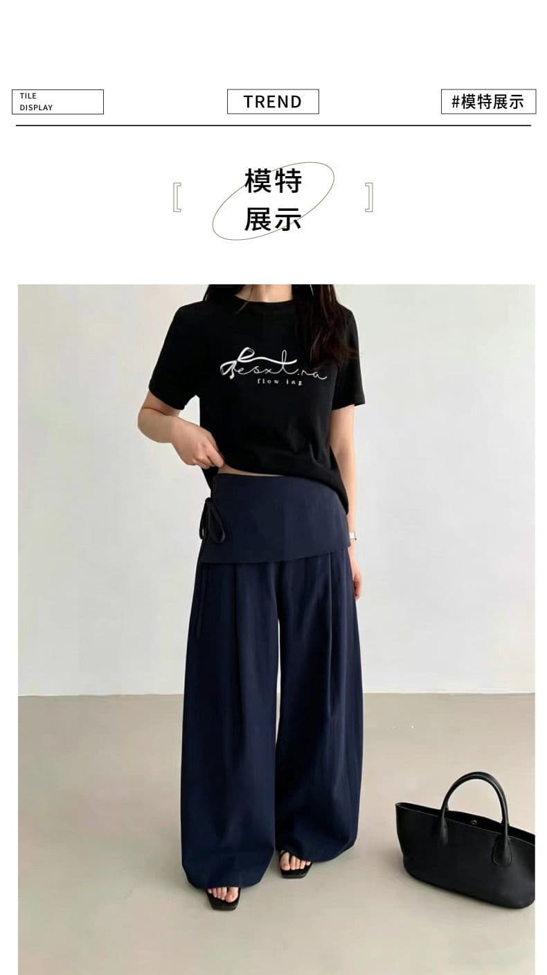 한 부서 디자인 센스 페이크 레이어드 캐주얼 치마 바지 여성 2026 새로운 봄 가을 하이웨이스트 슬림해 보이는 도루 센스 스트레이트 팬츠 상세 이미지 8