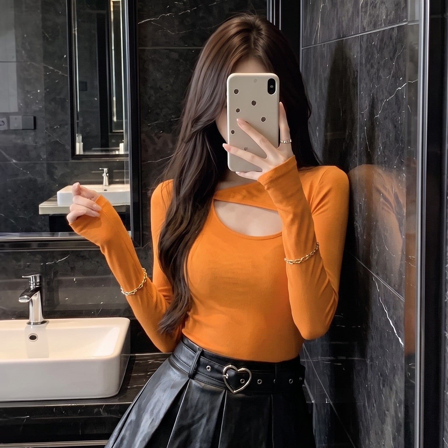 한 부서 좋은 면 핫걸 품격 홀로우 아웃 이슬 쇄골 긴팔 티셔츠 여성 가을 몸매 가꾸기 순수한 욕망 타이트 만나는 맨위 이미지 5