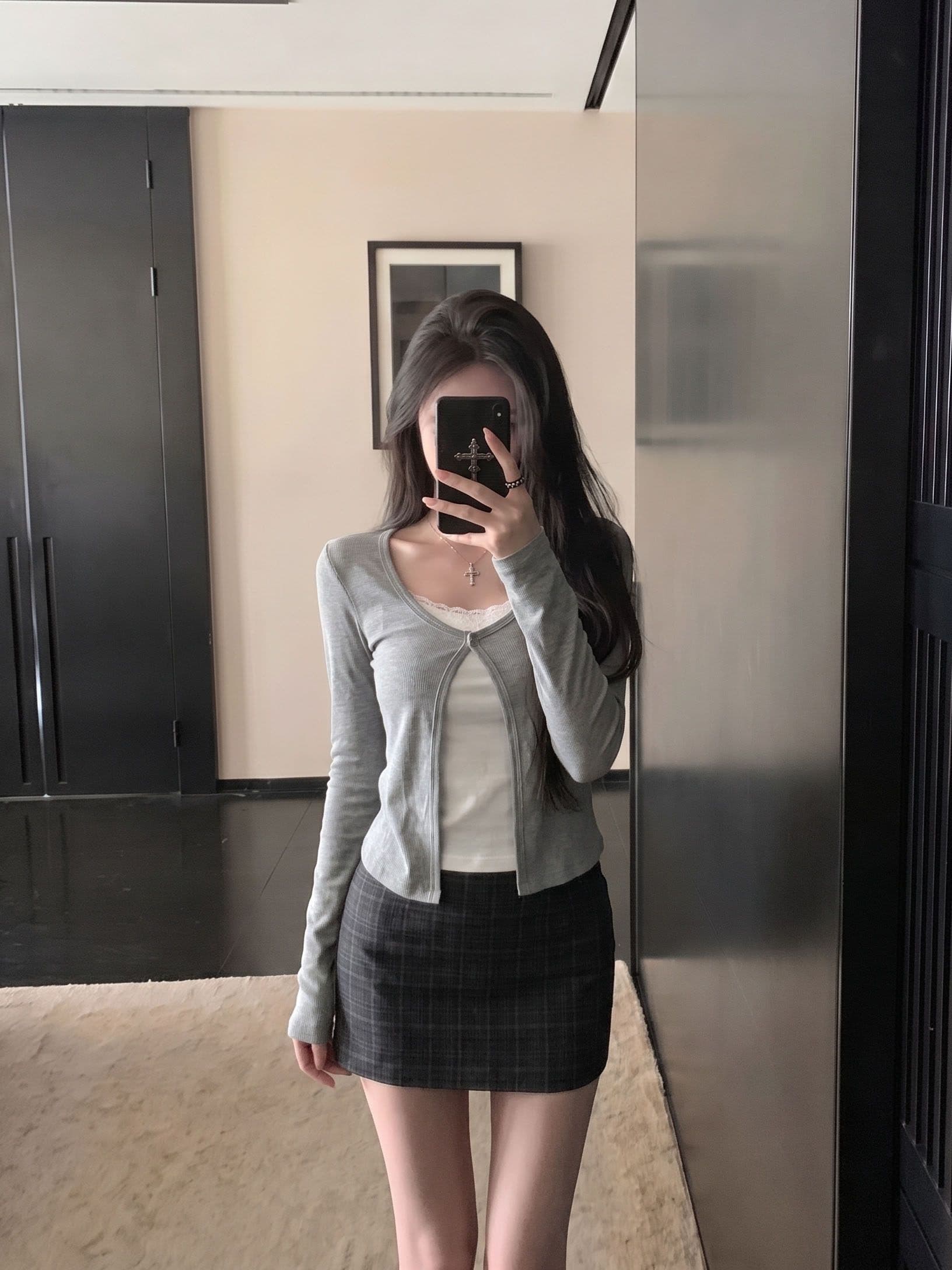 양모 한 부서 분위기 센스 페이크 레이어드 긴팔 티셔츠 여성 이른 가을 몸매 가꾸기 슬림해 보이는 다용도 작은 키 품격 맨위 상세 이미지 1
